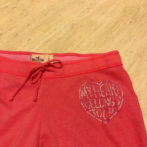 Hollister Pink Heart Sweatpants L - Picture 2 of 5